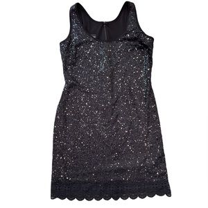 Jessica McClintock Sequin & Lace Semi-formal Cocktail Mini Little Black Dress 8